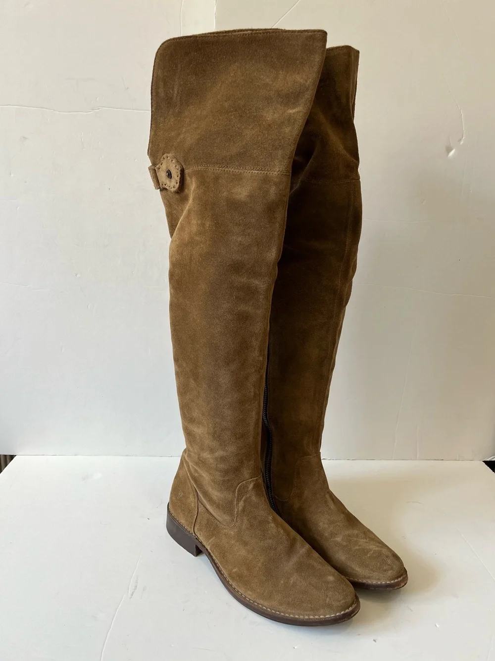 Frye Shirley Women's Suede brown tan cognac Over-the-Knee Riding Boots size 7B
